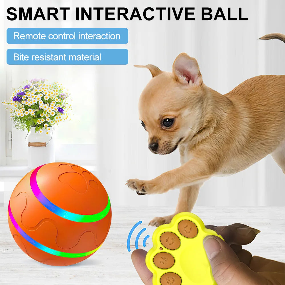 Dog Toys Smart Electric Ball Remote Control Flashing Rolling Jumping Rotating - Bark & Meow Emporium