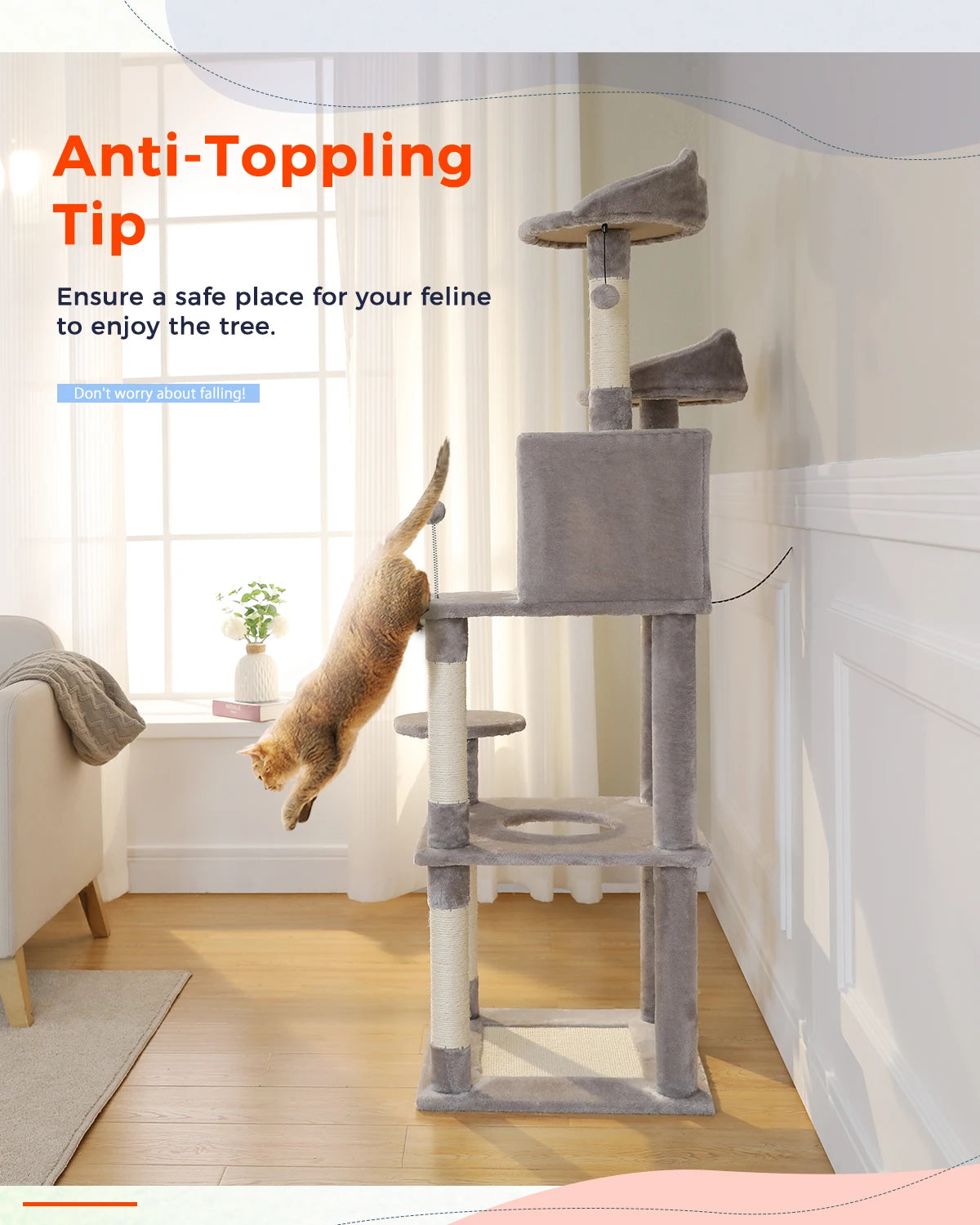 Multi-Level Cat Tree Tower Scratching Post for Indoor - Bark & Meow Emporium