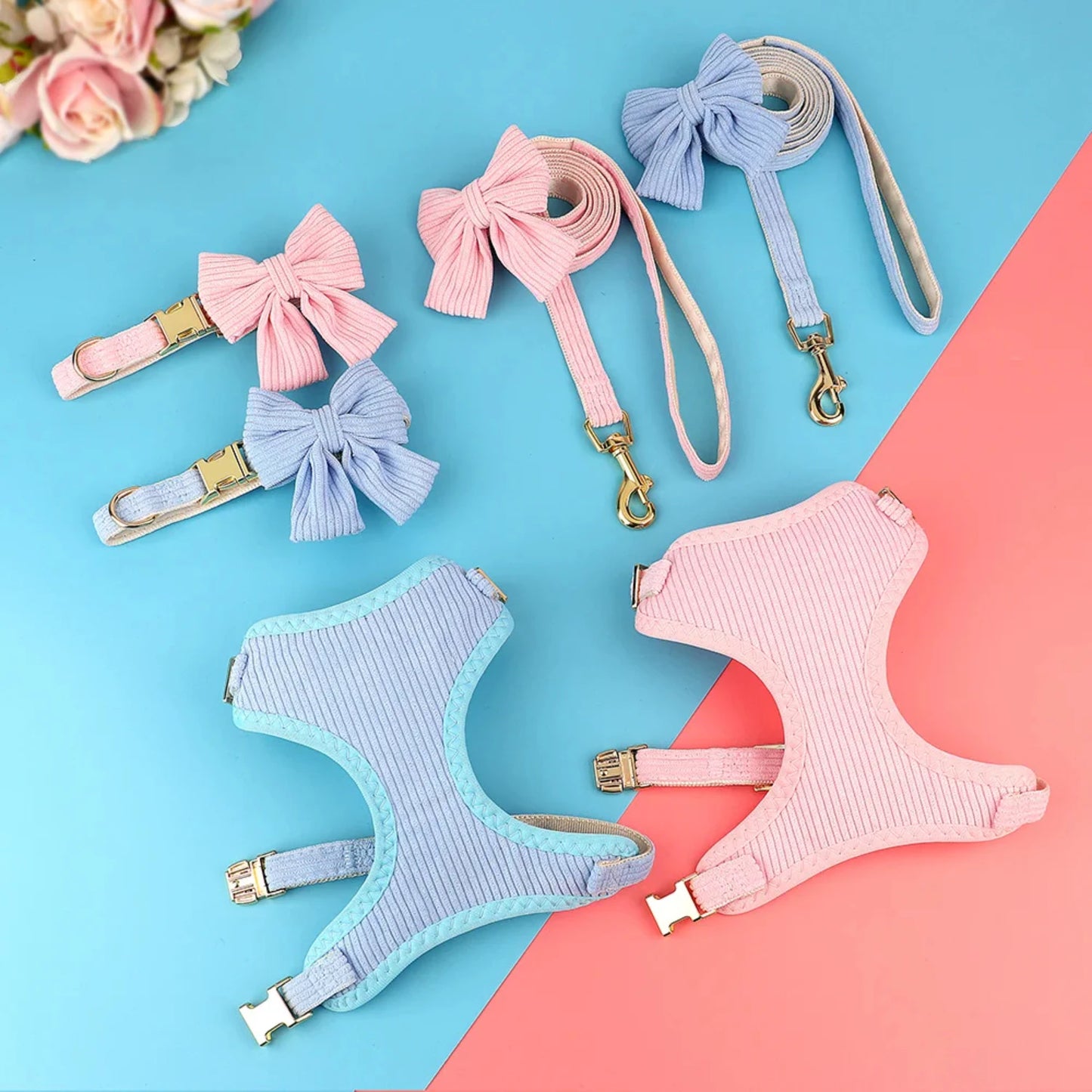 New Adorable Pink Bowtie Dog Collar Leash Set - Bark & Meow Emporium