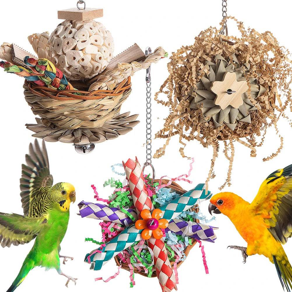 3 Pcs Bird Chewing and Hanging Cage Accessories Toy